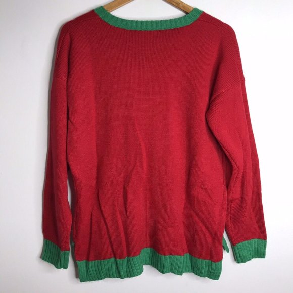 33 Degrees Purr..Fect Cat Jingle Bells Elf Hat Ugly Christmas Sweater Large New - Picture 9 of 9